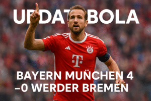 Updatebola hari ini: Bayern Munchen menang telak 4-0 atas Werder Bremen di Bundesliga, 27 September 2025. Simak jalannya laga, statistik, dan analisis lengkap