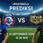 UpdateBola sajikan prediksi Arema FC vs Dewa United 13 September 2025. Simak line-up, head to head, pemain kunci, analisis, skor prediksi, dan tips betting.