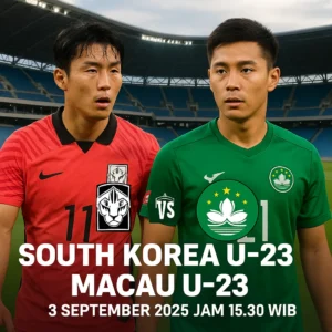 UpdateBola sajikan prediksi Korea Selatan U-23 vs Macau U-23 Rabu 3 September 2025. Simak line-up, head to head, pemain kunci, skor prediksi, dan tips betting.