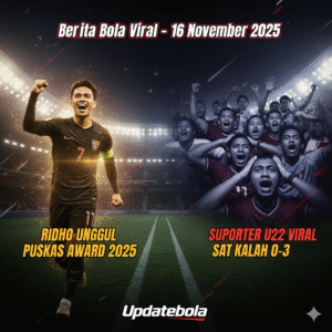 Dua berita bola viral 16 November 2025: Rizky Ridho ungguli voting Puskas Award dan aksi suporter U22 yang bersorak saat Indonesia kalah 0-3 dari Mali.