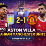 Aston Villa 2-1 Manchester United, Liga Inggris, Aston Villa vs Manchester United, 21 Desember 2025, hasil pertandingan, Bruno Fernandes, Ollie Watkins, Emiliano Martinez, Premier League