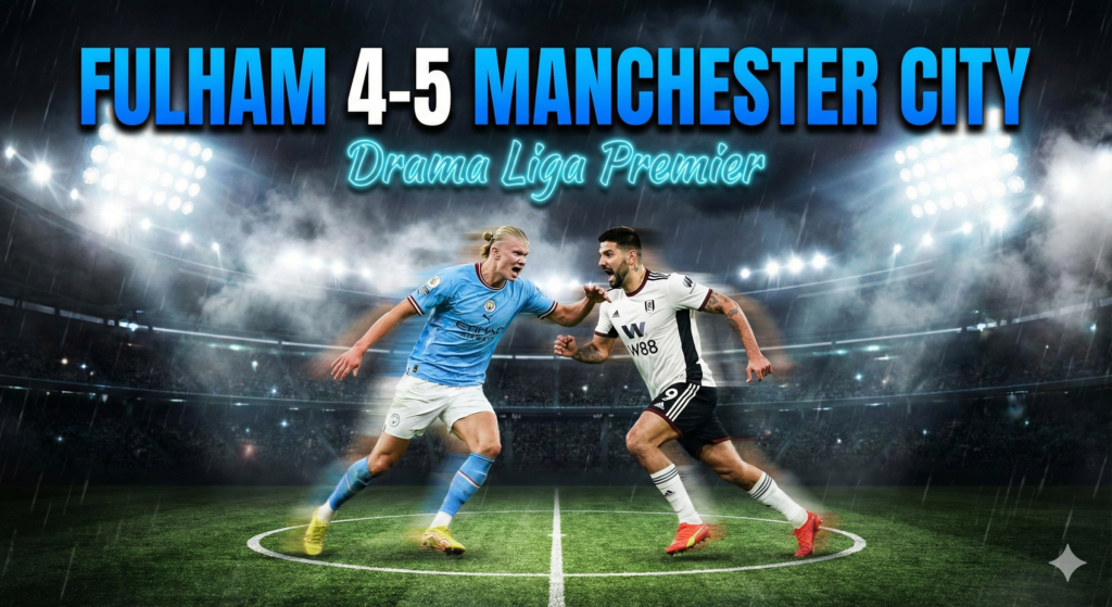 Fulham vs Manchester City, Liga Premier, hasil pertandingan, drama liga premier, Manchester City 5-4 Fulham, gol-gol spektakuler, Haaland, De Bruyne