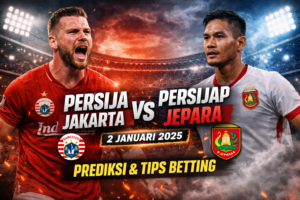 Persija Jakarta, Persijap Jepara, prediksi pertandingan, tips betting, sepak bola Indonesia, Liga 1 Indonesia, taruhan sepak bola, prediksi skor, pertandingan 2 Januari 2025