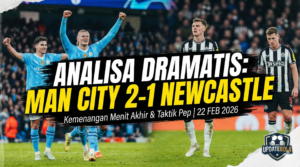 Manchester City vs Newcastle, analisa pertandingan Liga Inggris, skor Man City 2-1 Newcastle, Updatebola, taktik Pep Guardiola, hasil Premier League 2026.