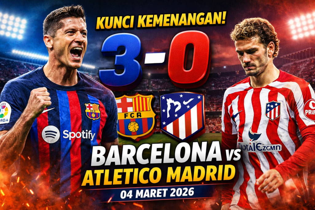 Barcelona, Atletico Madrid, La Liga, Kemenangan Barcelona, Lewandowski, Griezmann, Taktik Simeone, Pertandingan 4 Maret 2026