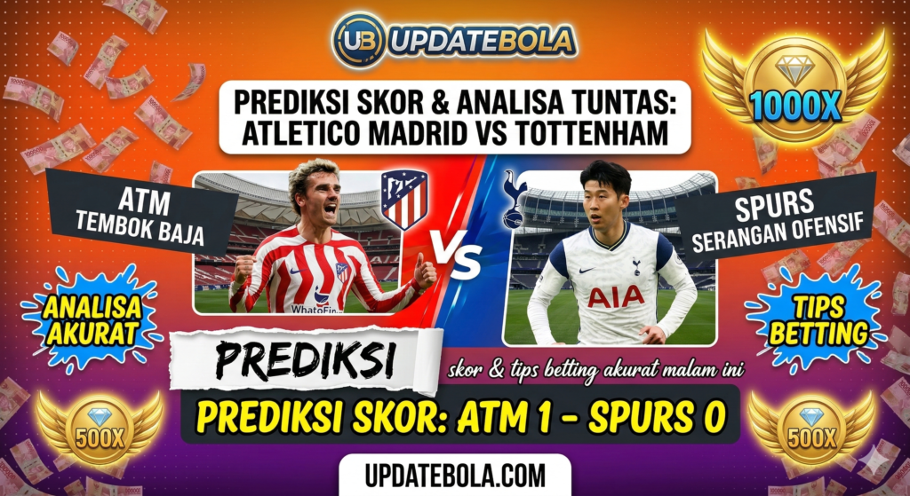 prediksi atletico madrid vs tottenham, analisa bola akurat, tips betting atletico tottenham, prediksi skor liga champions 2026, updatebola, jadwal bola 11 maret 2026.